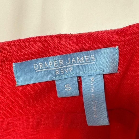Draper James RSVP Squareneck Puff Sleeve Linen Blend Dress in Red Size Small‎ - Picture 4 of 6